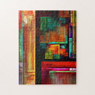 Farbige Plätze Modernes Abstraktes Kunstmuster #04 Puzzle