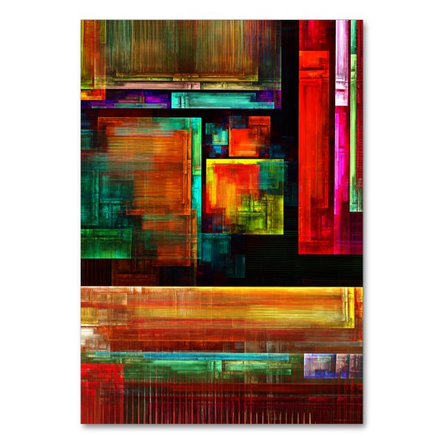 Farbige Plätze Modernes Abstraktes Kunstmuster #04 Tischnummer (Vorderseite)