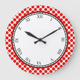 Farbige Polka Dot römische Ziffern rot auf jeder F Große Wanduhr