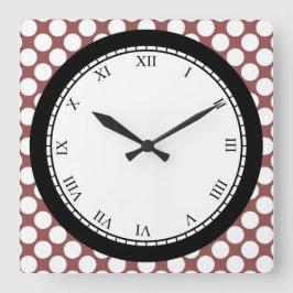 Farbige Polka Dot römische Ziffern weiß auf jeder  Quadratische Wanduhr
