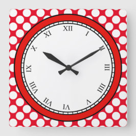 Farbige Polka Dot römische Ziffern weiß auf jeder  Quadratische Wanduhr