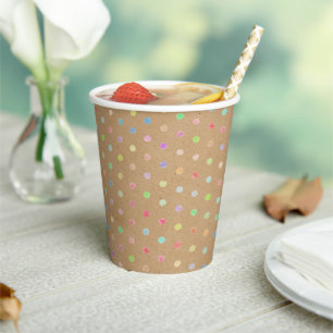 Farbige Polka-Punkte auf Imitate Kraft Papier Hint Pappbecher