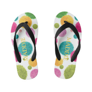 Farbige Pom-Pom-Druck personalisiert Kinderbadesandalen