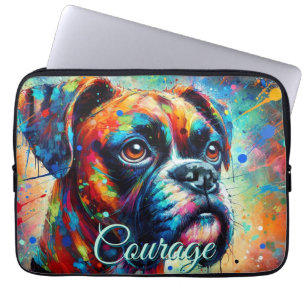 Farbige Pop-Art-Boxerhund-Personalisierung Laptopschutzhülle