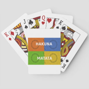 Farbige Pop-Art-Collage und "Hakuna Matata"-Botsch Spielkarten