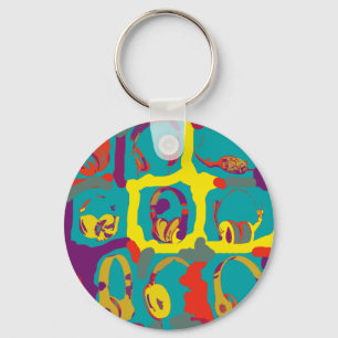 farbige Pop-art-dj-Kopfhörer Schlüsselanhänger