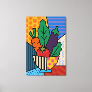 Farbige Pop-Art-Gemüse-Leinwand Retro-Küche Leinwanddruck