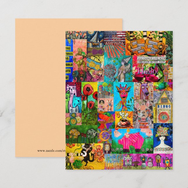 Farbige Pop Art Mixed Media Grußkarte (Vorne/Hinten)