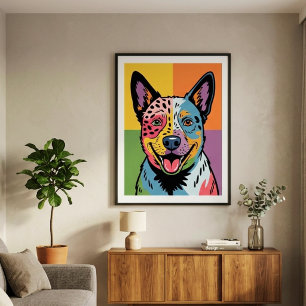 Farbige Pop-Art-Porträt eines australischen Cattle Poster