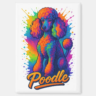 Farbige Pop-Art-Pudel-Hund-Illustration – Lebendig Magnet
