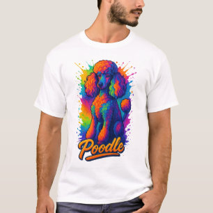 Farbige Pop-Art-Pudel-Hund-Illustration – Lebendig T-Shirt