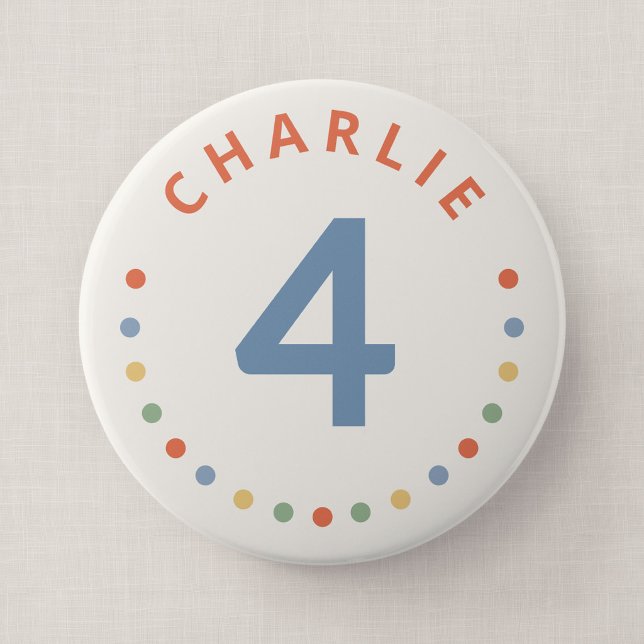 Farbige Pop-Party-Großgeburtstags-Altersabzeichen  Button (Color Pop - Big 4" Birthday Age Button)