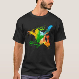 Farbige Pop-Porträt-Skydiving-Fallschirmspringen T-Shirt