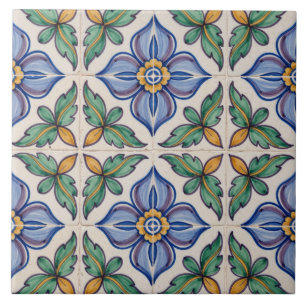 Farbige portugiesische Azulejo-Blumen-Gitterfliese Fliese