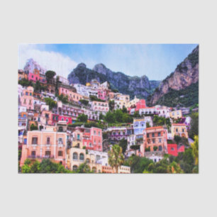 Farbige Positano, Italien Decoupage Seidenpapier