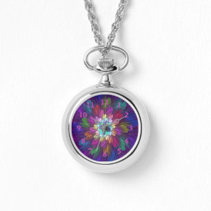Farbige psychedelische Blumen-Abstract-Fraktal-Kun Armbanduhr