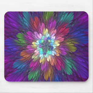Farbige psychedelische Blumen-Abstract-Fraktal-Kun Mousepad