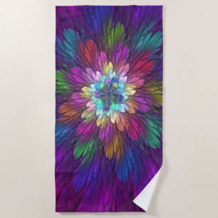 Farbige psychedelische Blumen-Abstract-Fraktal-Kun Strandtuch