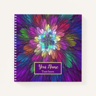 Farbige psychedelische Blumen-Abstract-Fraktal-Nam Notizbuch