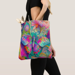 Farbige psychedelische Butterfly und Blumen