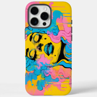 Farbige psychedelische Frauenporträt-Pop-Art-Press iPhone 16 Pro Max Hülle