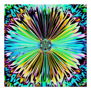 Farbige psychedelische Skizze einer Blume 2 Poster