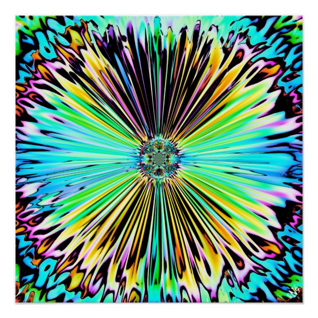 Farbige psychedelische Skizze einer Blume 2 Poster (Vorderseite)
