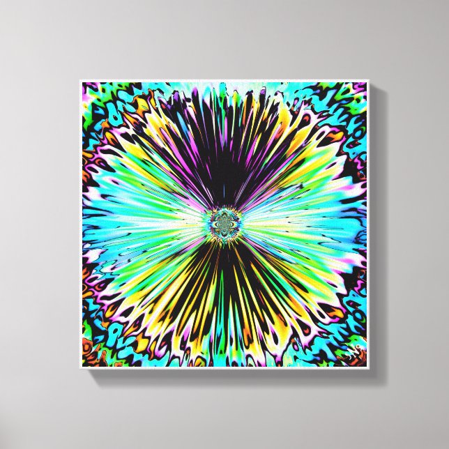 Farbige psychedelische Skizze einer Blume 3 Leinwanddruck (Vorderseite)