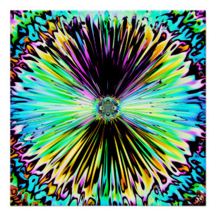 Farbige psychedelische Skizze einer Blume 3 Poster