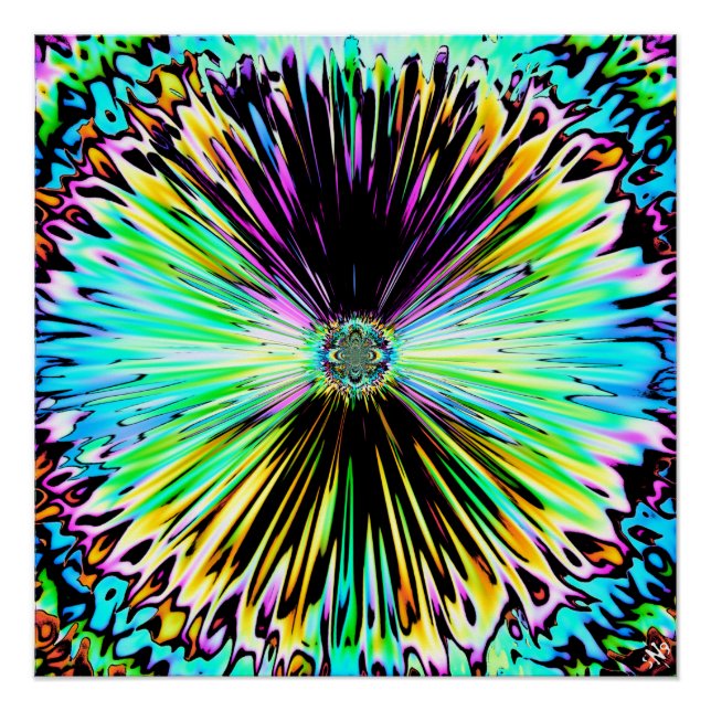 Farbige psychedelische Skizze einer Blume 3 Poster (Vorderseite)