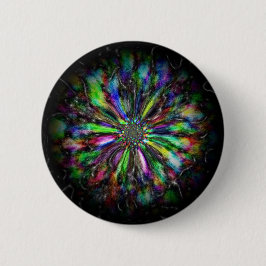 Farbige psychedelische Skizze einer Blume Button