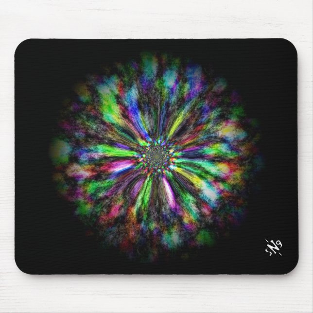 Farbige psychedelische Skizze einer Blume Mousepad (Vorne)