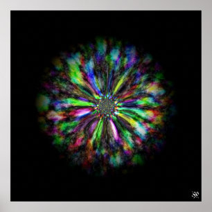 Farbige psychedelische Skizze einer Blume Poster