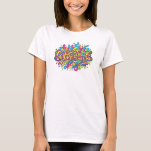 Farbige psychedelische SMILE-Typografie-Kunst T-Shirt