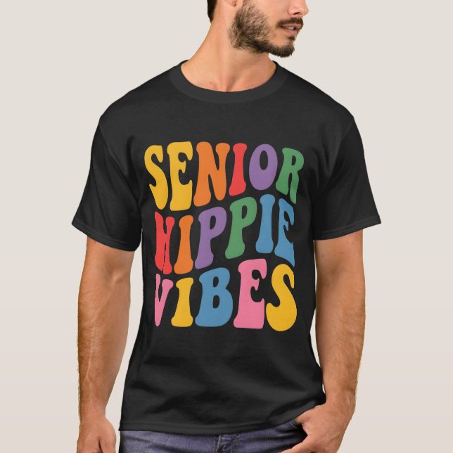 Farbige psychedelische Typografie T-Shirt (Vorderseite)