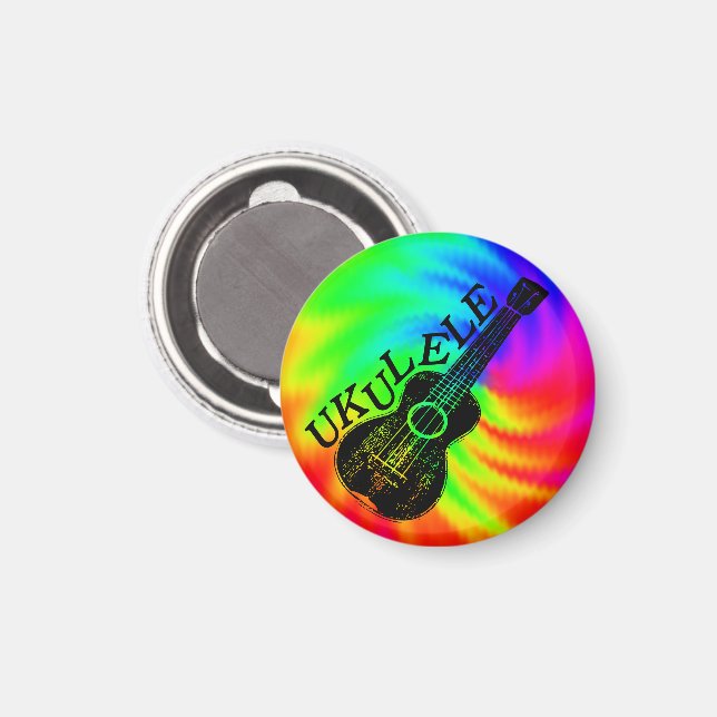 Farbige psychedelische Ukulele Abbildung Magnet (Vorderseite/Rückseite)