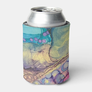 Farbige Punkte Alkohol Tinte flüssig Abstrakt Art  Dosenkühler