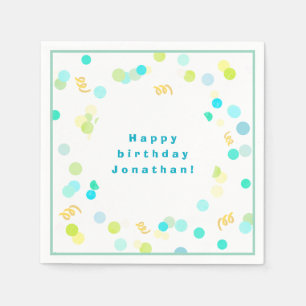 Farbige Punkte Blau & Grün Junge Alles Gute zum Ge Serviette