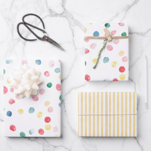 Farbige Punkte Konfetti Geburtstag Geschenkpapier Set