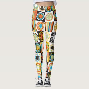 Farbige Punkte, Kreise, Streifen Hintergrund. Leggings