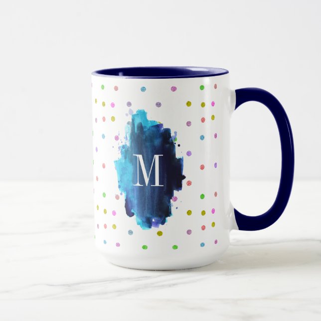 Farbige Punkte Monogram Tasse (Rechts)