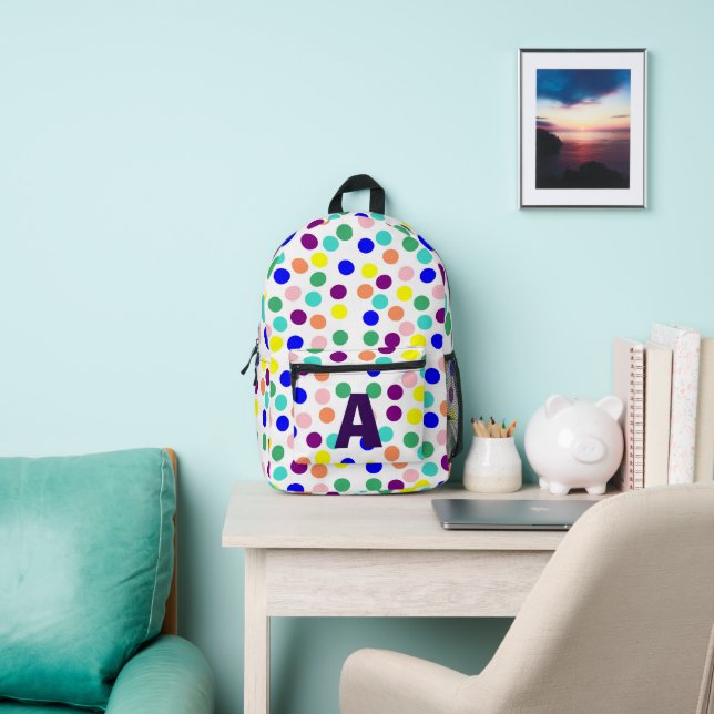 Farbige Punkte Monogramm Bedruckter Rucksack (InSitu)