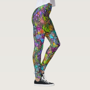 Farbige Punkte Spiralen Handbemalung 1 Leggings