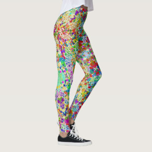 Farbige Punkte Spiralen Handbemalung 2 Leggings