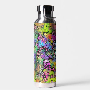 Farbige Punkte Spiralen Handmalerei 1 Trinkflasche