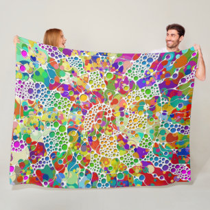 Farbige Punkte Spiralen Handmalerei 2 Fleecedecke