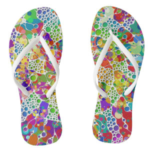 Farbige Punkte Spiralen Handmalerei 2 Flip Flops