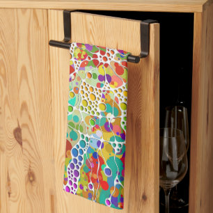 Farbige Punkte Spiralen Handmalerei 2 Geschirrtuch