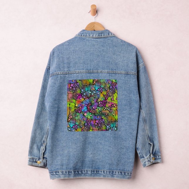 Farbige Punkte Spiralen Handmalerei 2 Jeansjacke (Hangar)