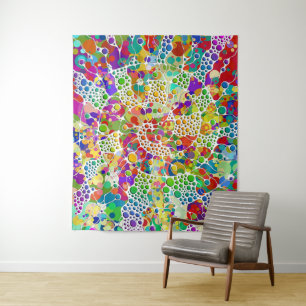 Farbige Punkte Spiralen Handmalerei 2 Wandteppich